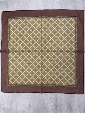 Dior Brown and Gold Patterned cotton wool Scarf